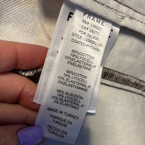 FRAME Le Vintage jacket coated python bomber / moto cotton stretch denim Small - Picture 12 of 17